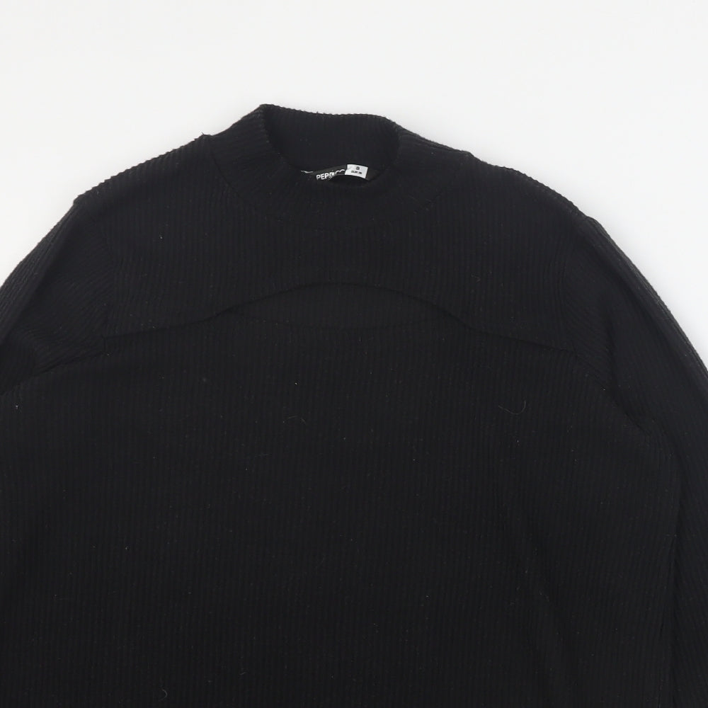 Pep & Co Womens Black Mock Neck  Polyester Pullover Jumper Size 8