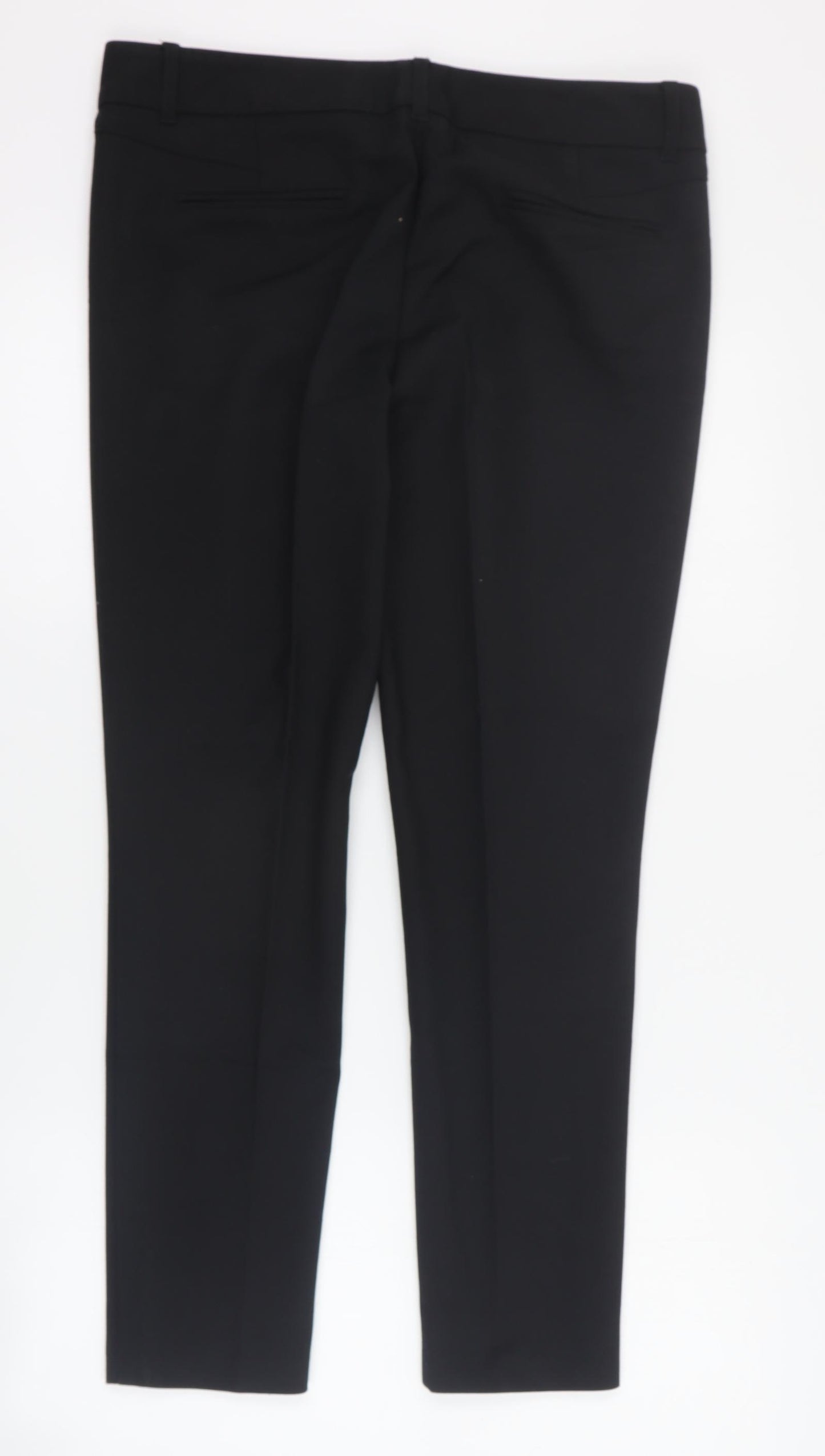 NEXT Womens Black  Cotton Capri Trousers Size 10 L30 in Regular Zip