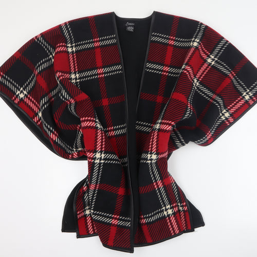 Elvissa Womens Red V-Neck Plaid Polyester Cardigan Jumper One Size