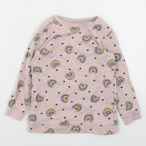Name It  Girls Pink Geometric Cotton Pullover Sweatshirt Size 5 Years