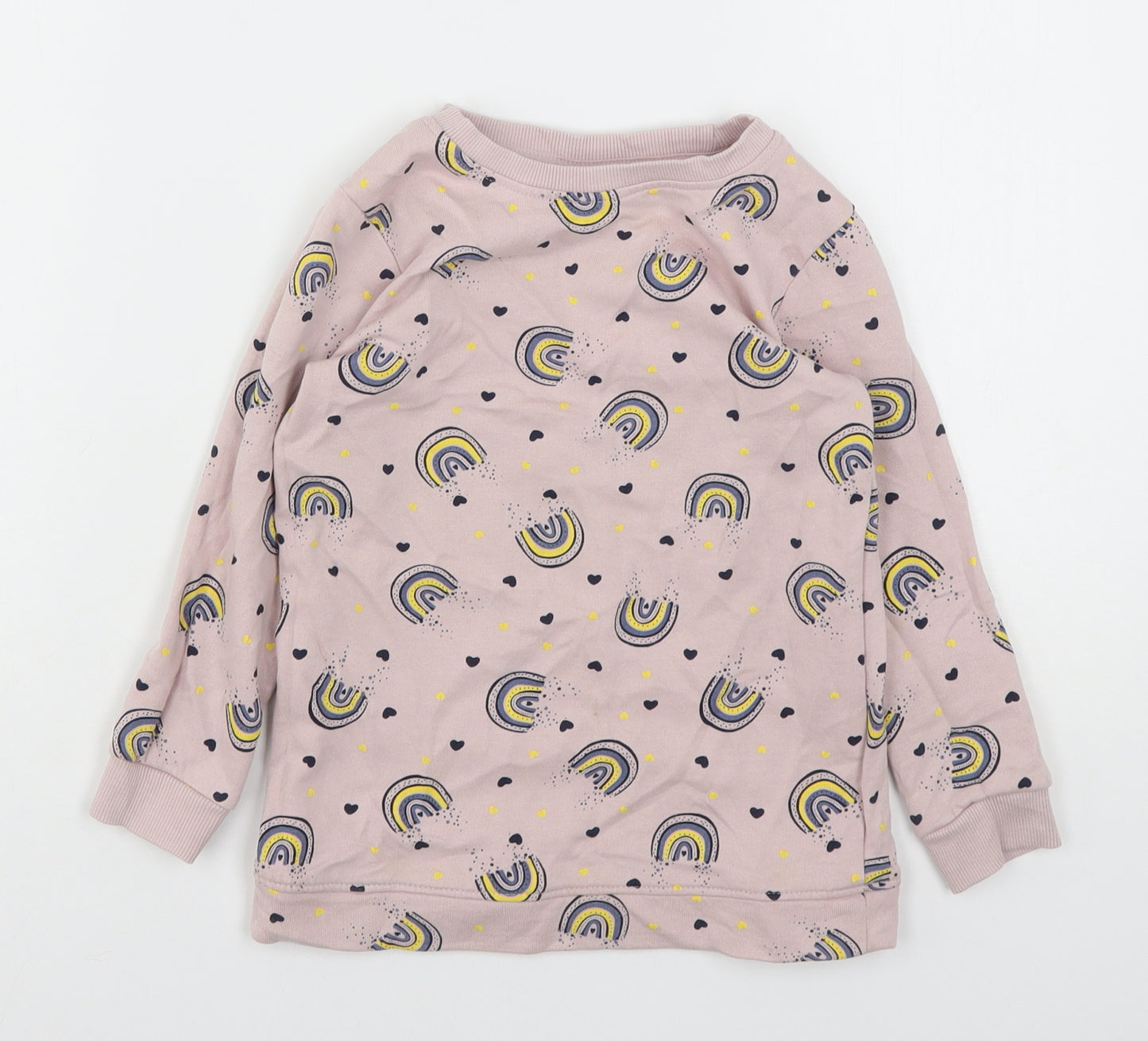 Name It  Girls Pink Geometric Cotton Pullover Sweatshirt Size 5 Years