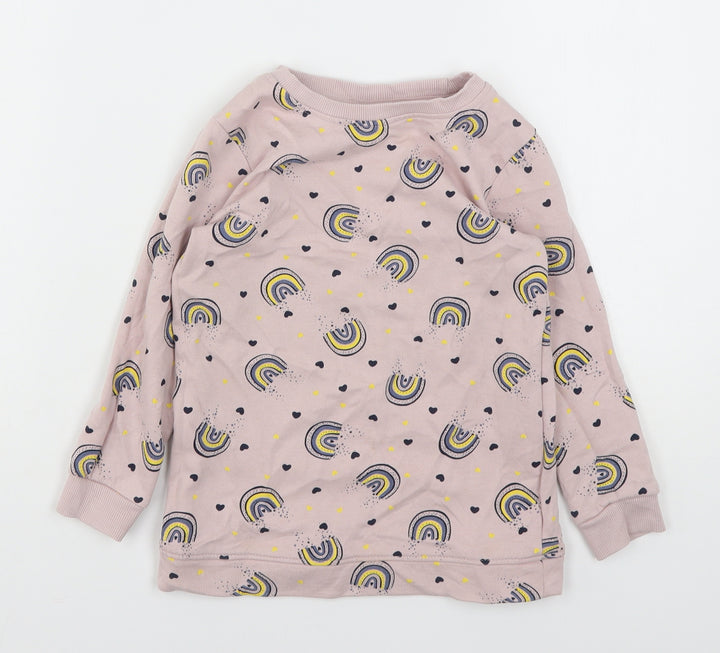 Name It  Girls Pink Geometric Cotton Pullover Sweatshirt Size 5 Years