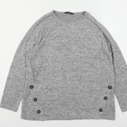 Peacocks Womens Grey Round Neck  Viscose Pullover Jumper Size 10