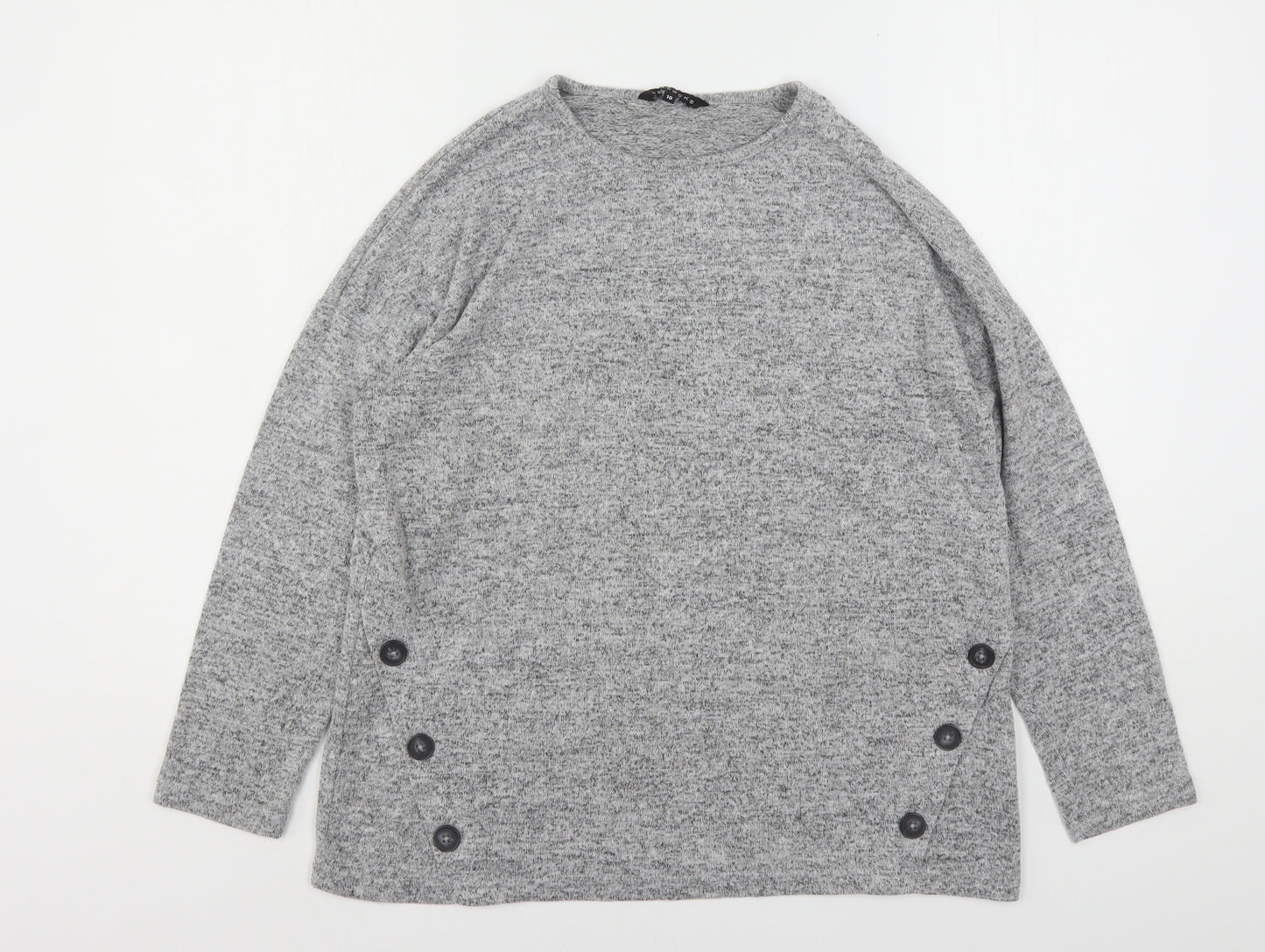 Peacocks Womens Grey Round Neck  Viscose Pullover Jumper Size 10