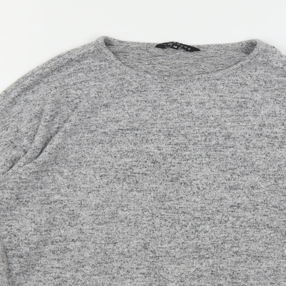 Peacocks Womens Grey Round Neck  Viscose Pullover Jumper Size 10