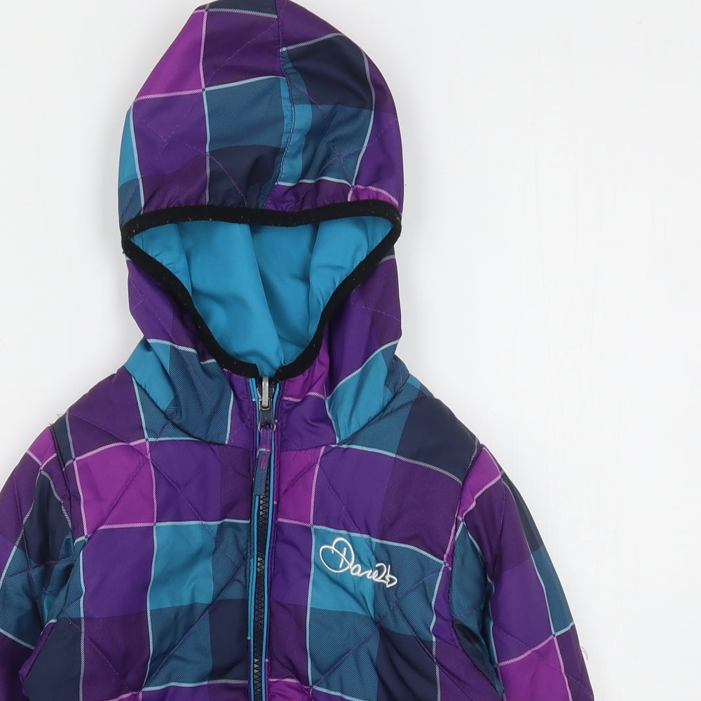 Dare 2B Girls Multicoloured Check  Rain Coat Coat Size 5-6 Years  Zip