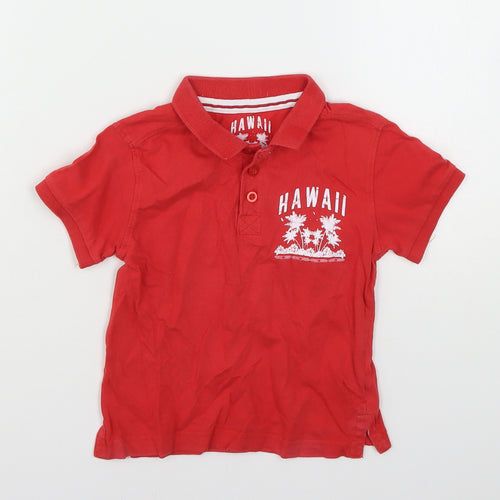 Rebel Boys Red  Cotton Basic Polo Size 2-3 Years Collared  - Hawii