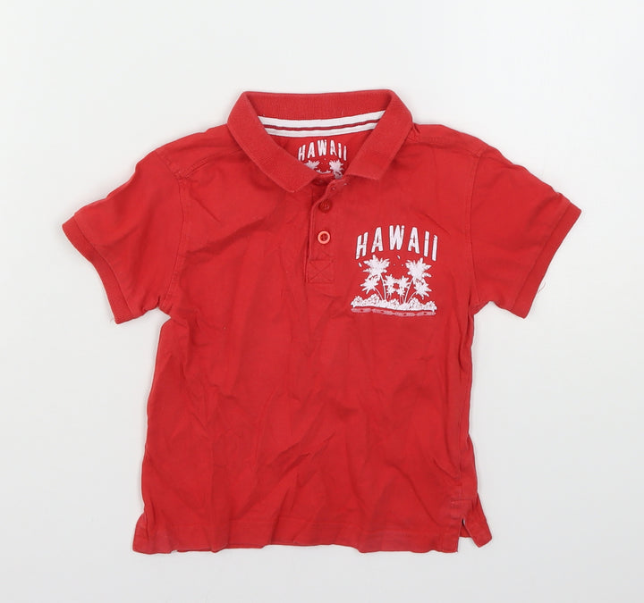 Rebel Boys Red Cotton Basic Polo Size 2-3 Years Collared - Hawii