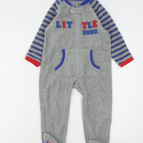 Heatons Boys Grey Striped Polyester  One Piece Size 2-3 Years  Zip