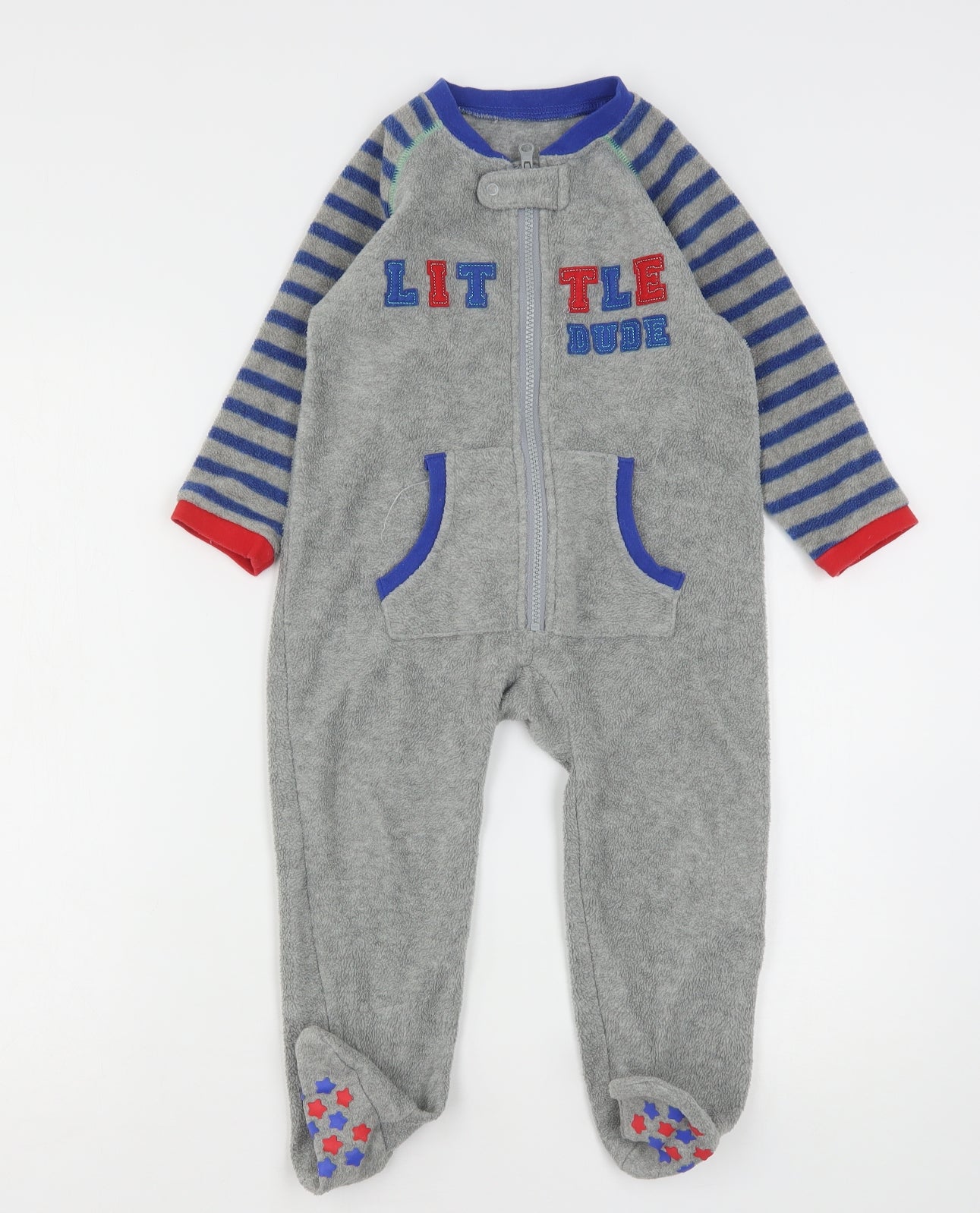 Heatons Boys Grey Striped Polyester  One Piece Size 2-3 Years  Zip