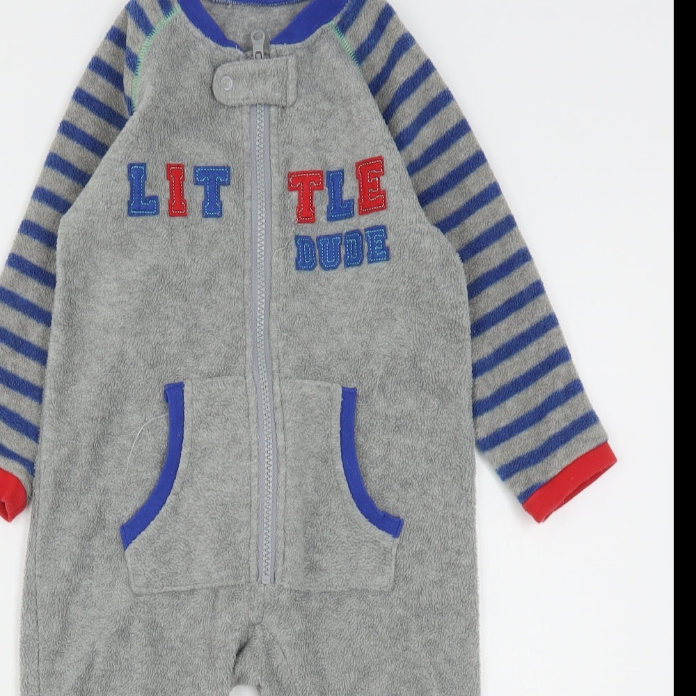 Heatons Boys Grey Striped Polyester  One Piece Size 2-3 Years  Zip