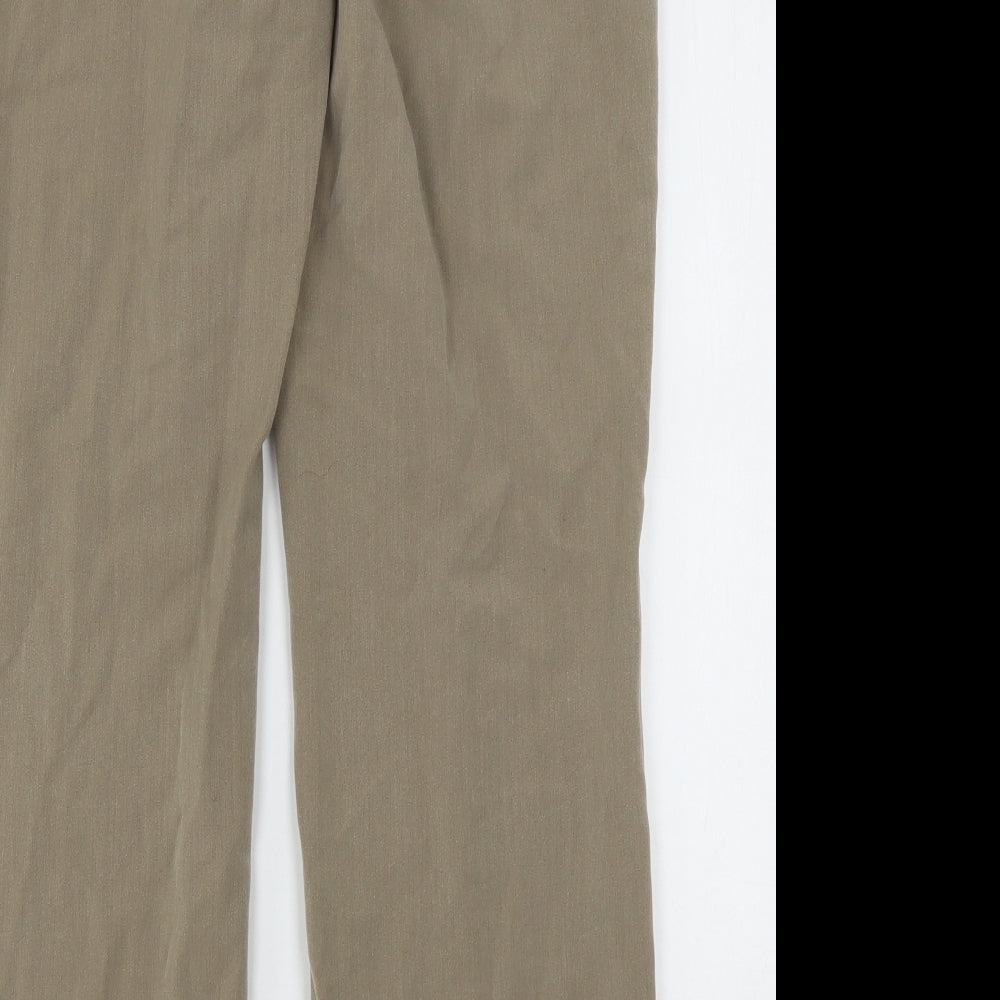 Marks and Spencer Womens Beige  Polyester Trousers  Size 14 L31 in Regular Hook & Eye