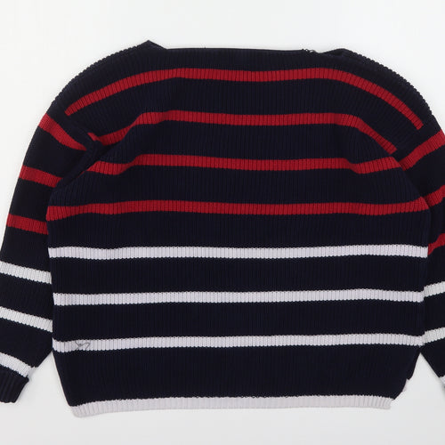 Marks and Spencer Womens Multicoloured Round Neck Striped Cotton Pullover Jumper Size L