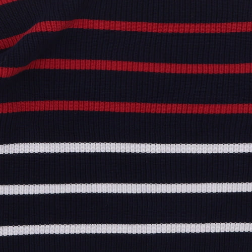 Marks and Spencer Womens Multicoloured Round Neck Striped Cotton Pullover Jumper Size L