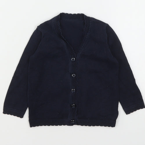 Matalan Girls Blue V-Neck  Cotton Cardigan Jumper Size 3 Years   - School Wear