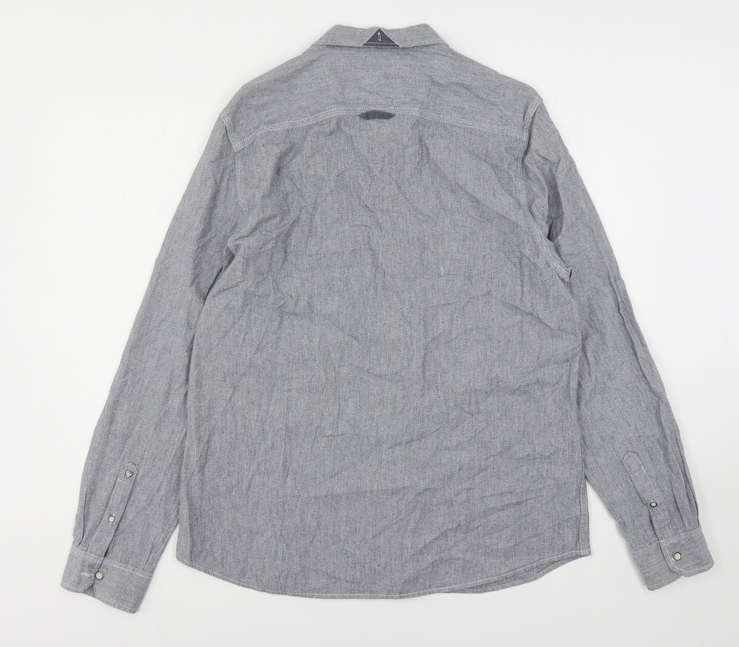 Morley Mens Grey  Cotton  Button-Up Size L Collared