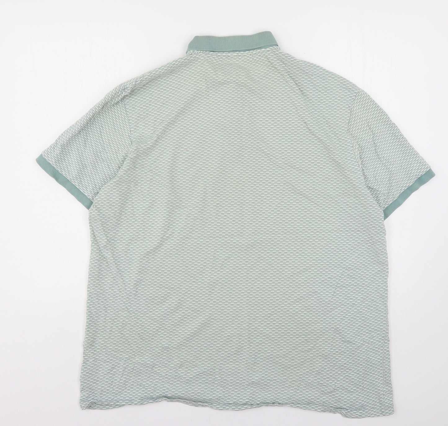 NEXT Mens Green Geometric Cotton  Polo Size 2XL Collared