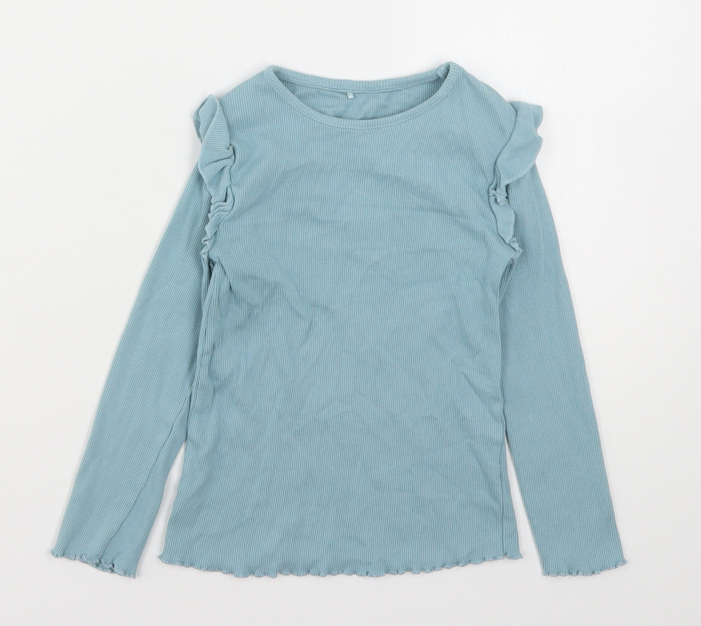 George Girls Green  Cotton Basic T-Shirt Size 5-6 Years Round Neck