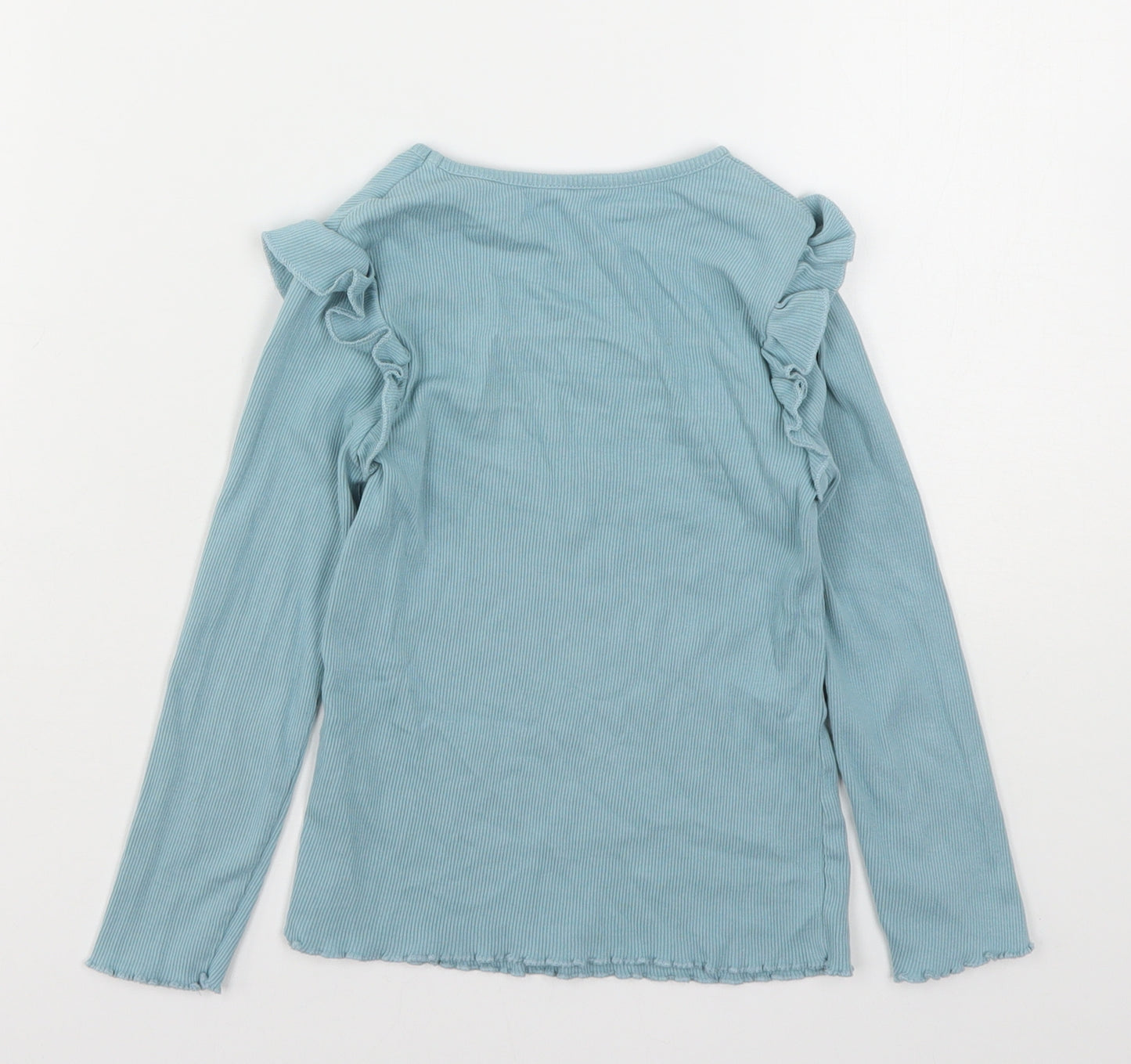 George Girls Green  Cotton Basic T-Shirt Size 5-6 Years Round Neck