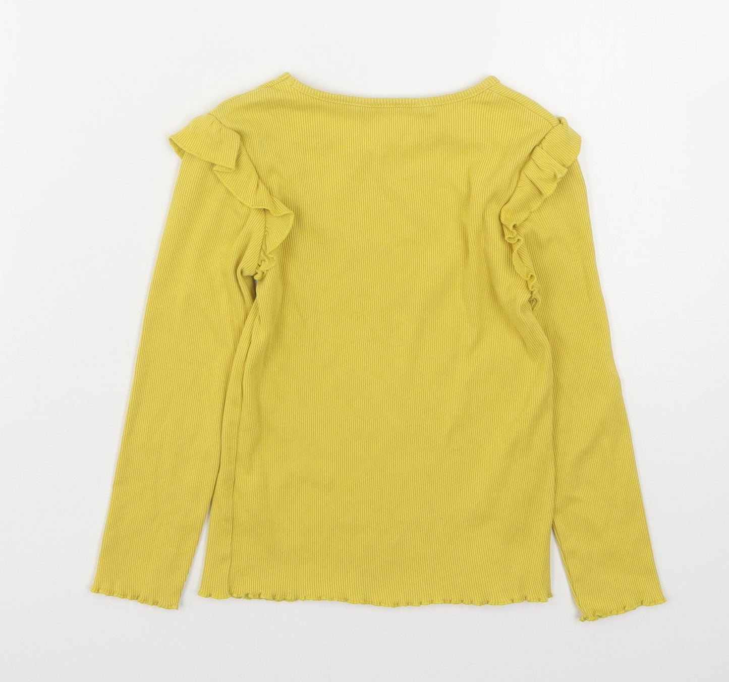 George Girls Yellow  Cotton Basic T-Shirt Size 5-6 Years Round Neck