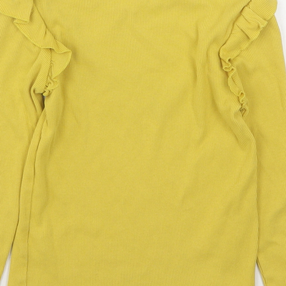 George Girls Yellow  Cotton Basic T-Shirt Size 5-6 Years Round Neck