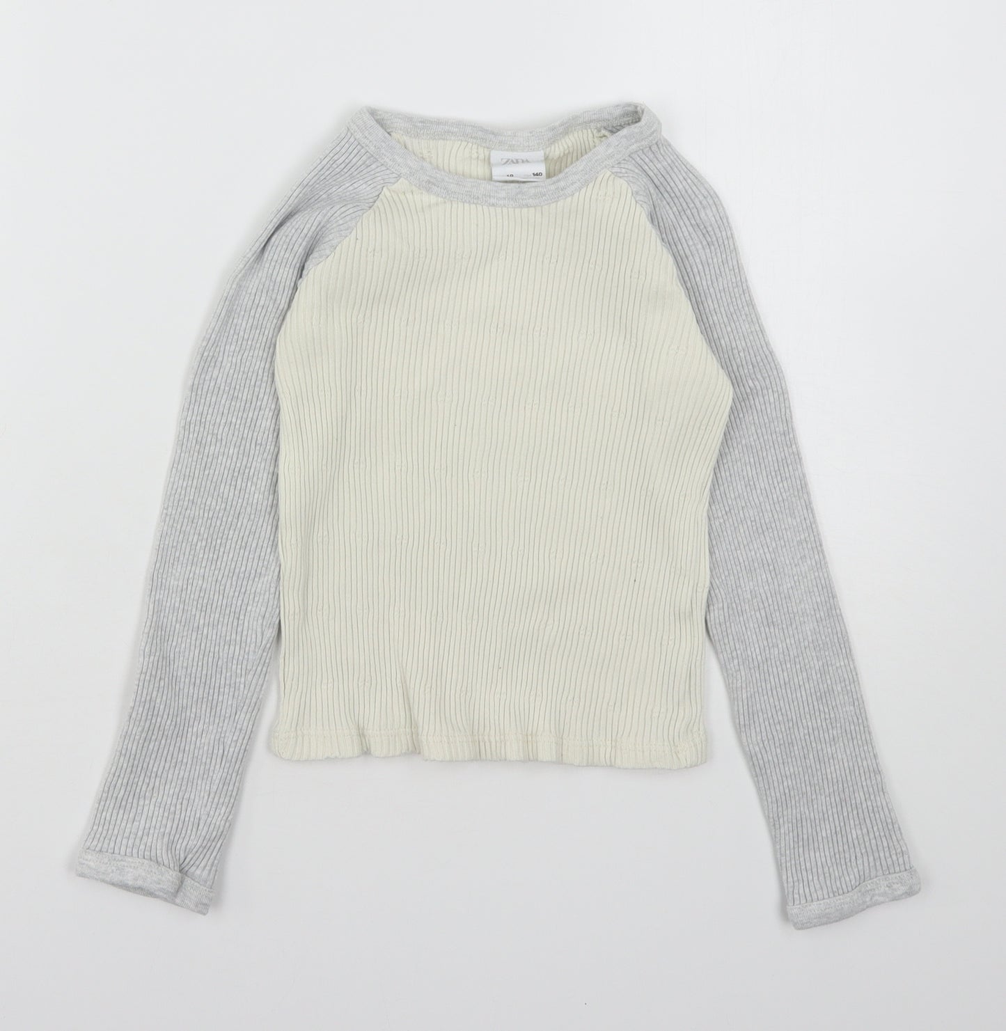 Zara Girls Multicoloured  Cotton Basic T-Shirt Size 10 Years Round Neck