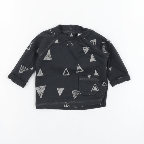 NEXT Boys Grey  Cotton Basic T-Shirt Size 0-3 Months Round Neck Pullover - Triangle