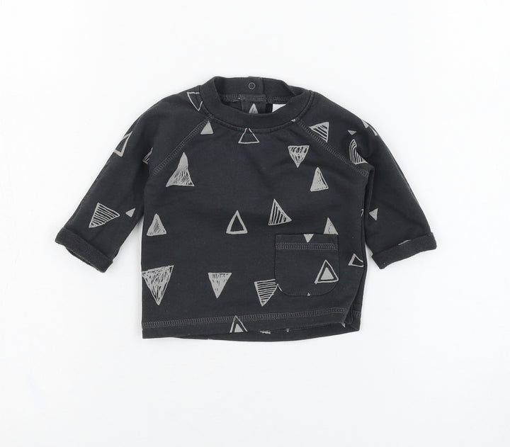 NEXT Boys Grey Cotton Basic T-Shirt Size 0-3 Months Round Neck Pullover - Triangle