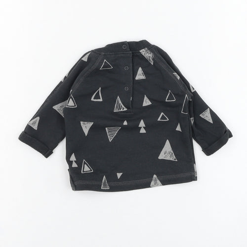 NEXT Boys Grey  Cotton Basic T-Shirt Size 0-3 Months Round Neck Pullover - Triangle