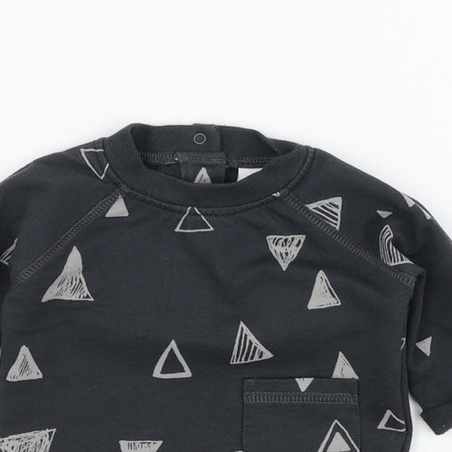 NEXT Boys Grey  Cotton Basic T-Shirt Size 0-3 Months Round Neck Pullover - Triangle