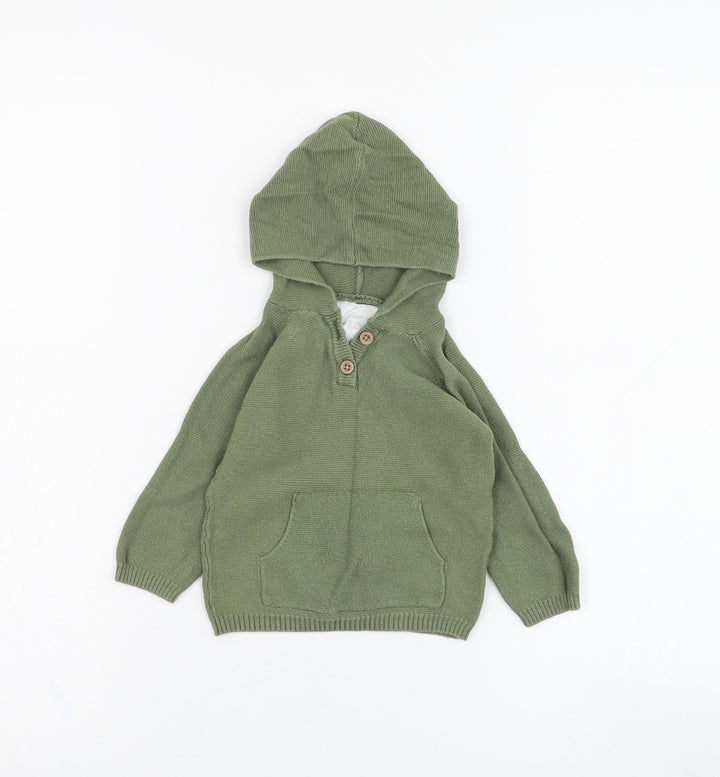 F&F Boys Green Cotton Pullover Jumper Size 6-9 Months Pullover