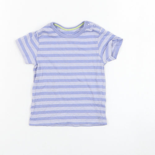 Matalan Boys Blue Striped Cotton Basic T-Shirt Size 3-6 Months Round Neck Pullover