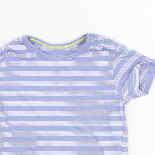 Matalan Boys Blue Striped Cotton Basic T-Shirt Size 3-6 Months Round Neck Pullover