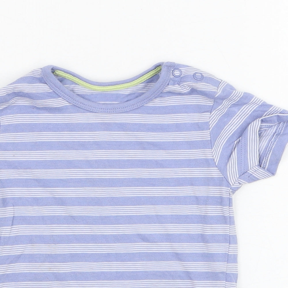 Matalan Boys Blue Striped Cotton Basic T-Shirt Size 3-6 Months Round Neck Pullover