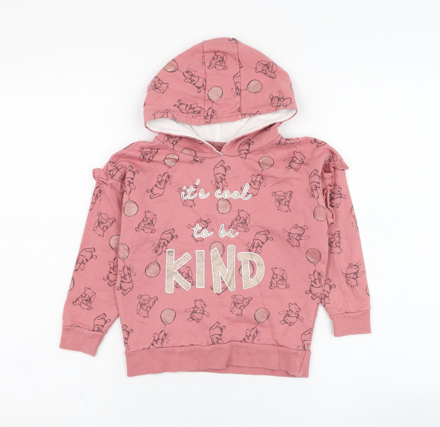 Primark Girls Pink  Cotton Pullover Hoodie Size 5-6 Years  Pullover - Winnie The Pooh