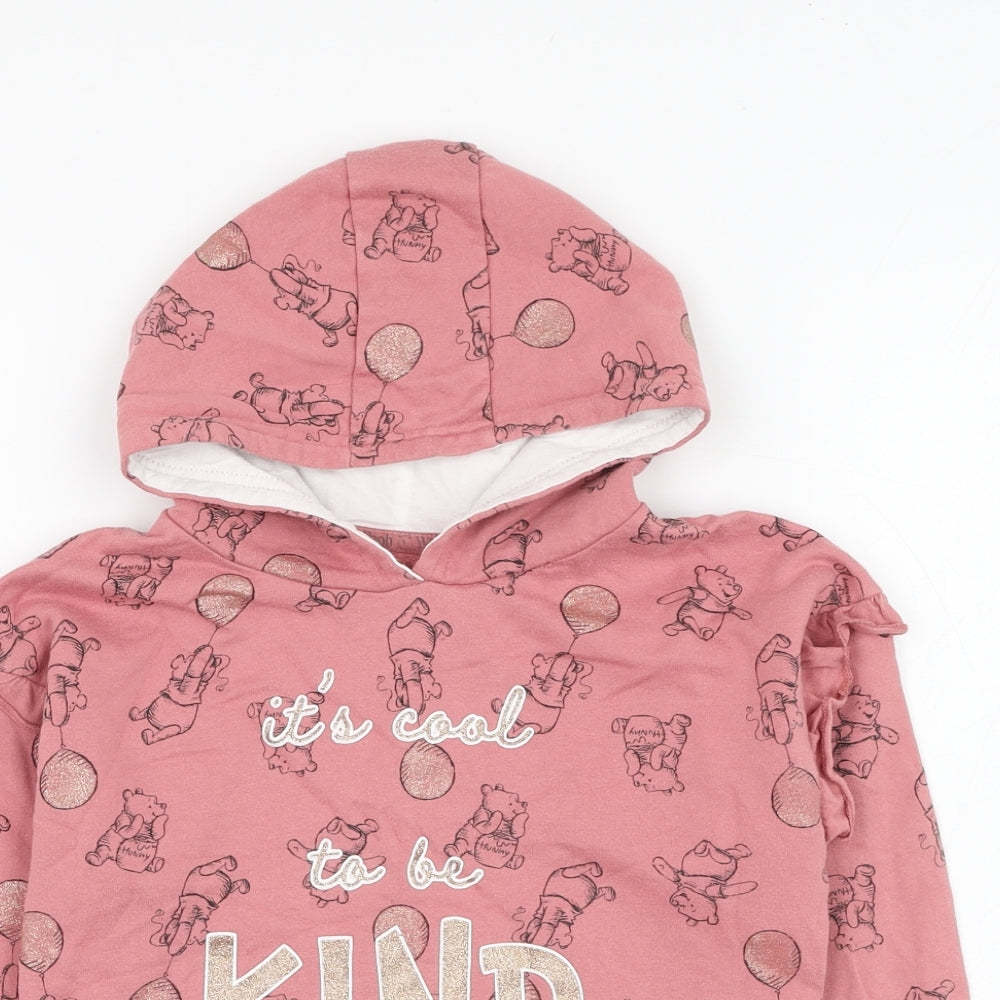 Primark Girls Pink  Cotton Pullover Hoodie Size 5-6 Years  Pullover - Winnie The Pooh