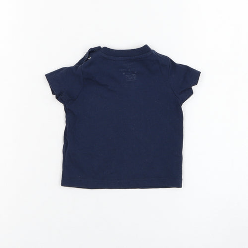 F&F Boys Blue  Cotton Basic T-Shirt Size 0-3 Months Round Neck Pullover - Watch me grow