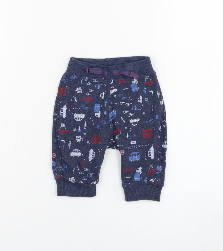 George Boys Blue Cotton Jogger Trousers Size 0-3 Months Pullover - Vehicle