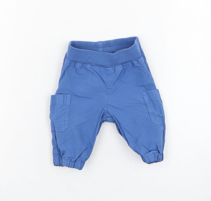 United Colors of Benetton Boys Blue Cotton Track Pants Trousers Size 0-3 Months Pullover