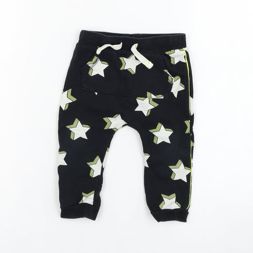 F&F Boys Black  Cotton Jogger Trousers Size 9-12 Months  Pullover - Star