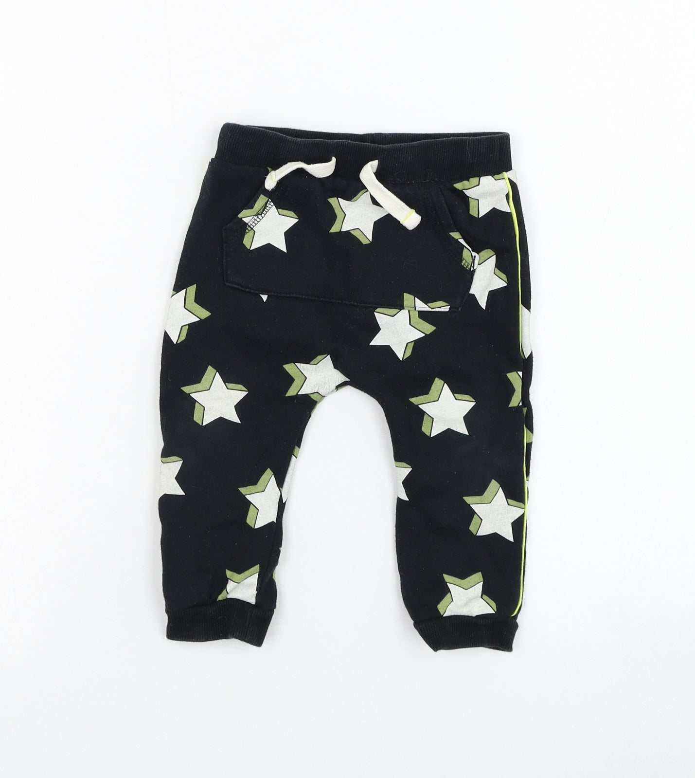 F&F Boys Black  Cotton Jogger Trousers Size 9-12 Months  Pullover - Star