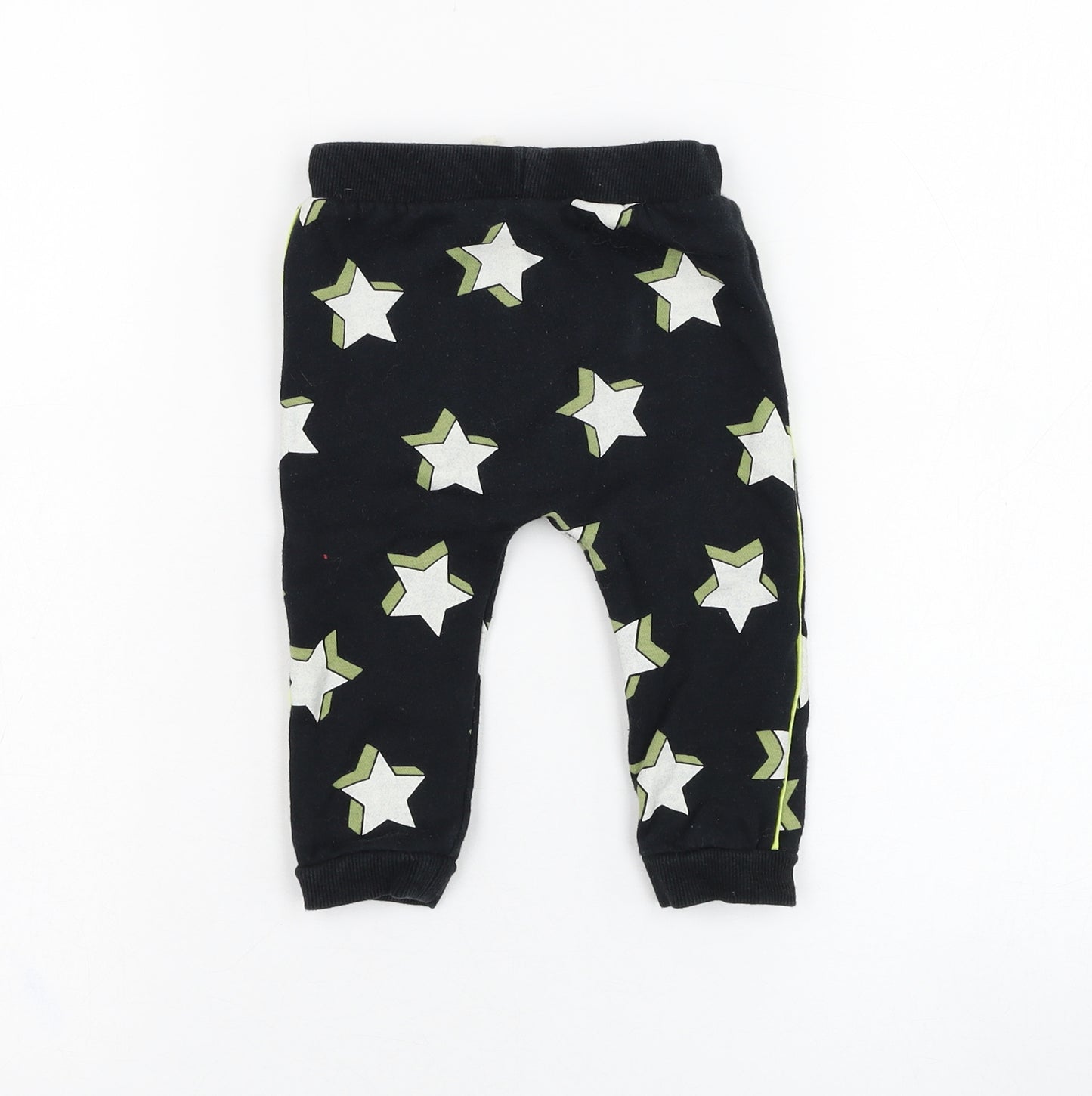 F&F Boys Black  Cotton Jogger Trousers Size 9-12 Months  Pullover - Star