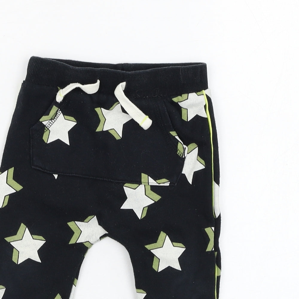 F&F Boys Black  Cotton Jogger Trousers Size 9-12 Months  Pullover - Star