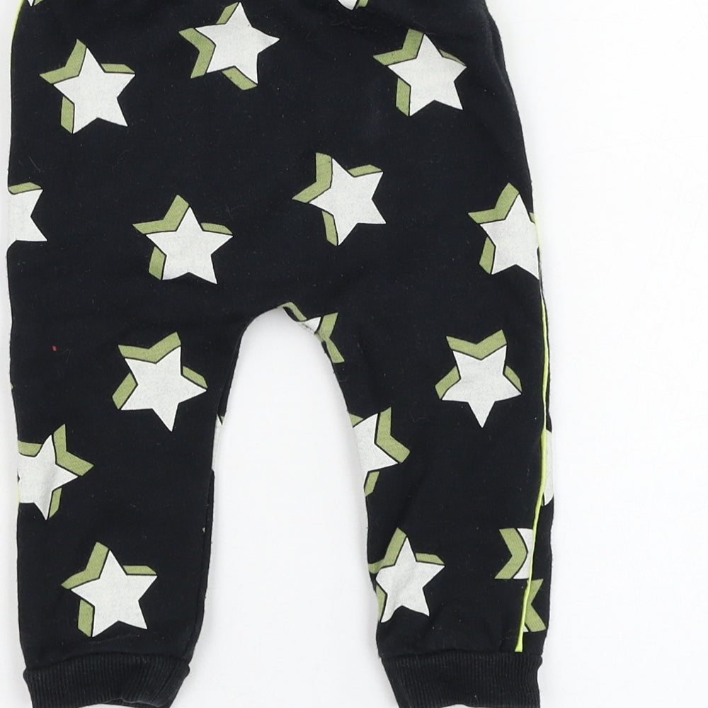 F&F Boys Black  Cotton Jogger Trousers Size 9-12 Months  Pullover - Star