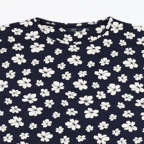 EWM Womens Blue Floral Polyester Pullover Sweatshirt Size 22  Pullover