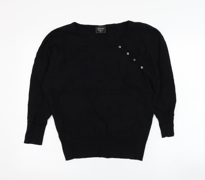 Jeanswest Womens Black Round Neck Rayon Pullover Jumper Size S