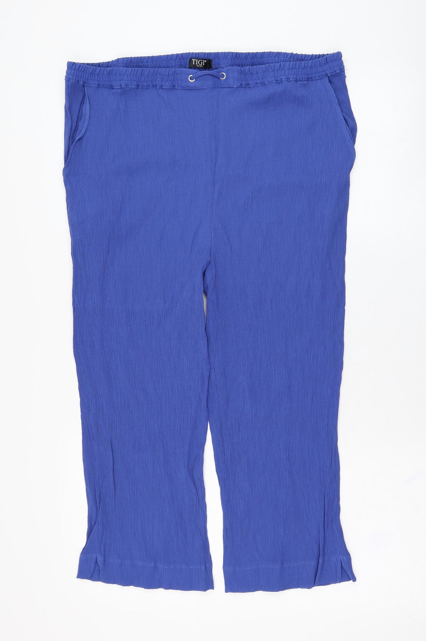 Tigi Womens Blue  Viscose Cropped Trousers Size 18 L20 in Regular
