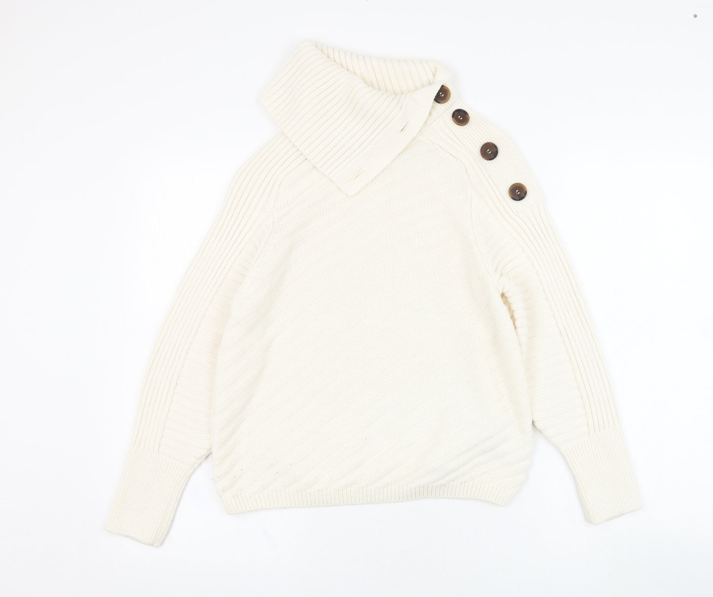Marks and Spencer Womens Ivory Roll Neck  Acrylic Pullover Jumper Size S