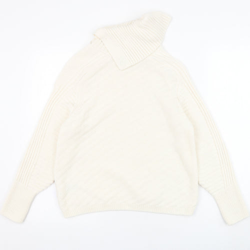 Marks and Spencer Womens Ivory Roll Neck  Acrylic Pullover Jumper Size S