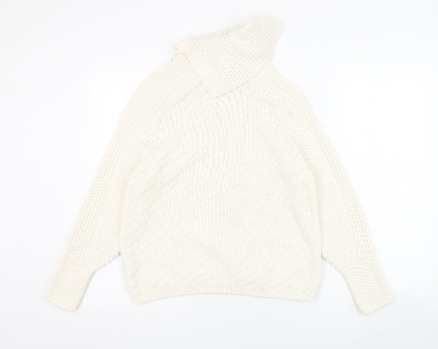 Marks and Spencer Womens Ivory Roll Neck  Acrylic Pullover Jumper Size S